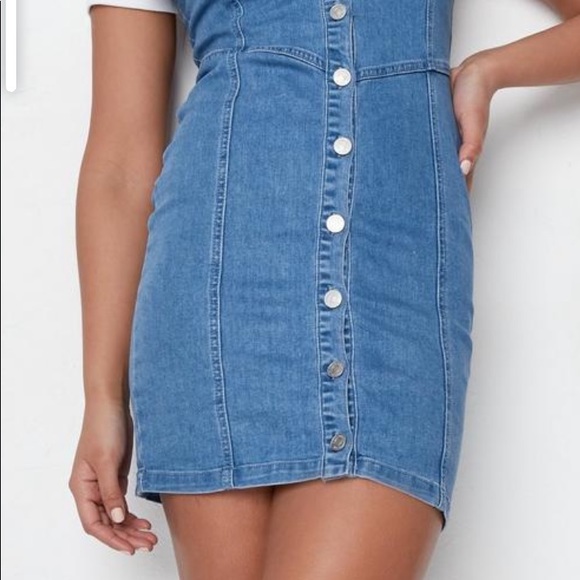 Denim Blue Button Up Mini Dress - Picture 10 of 11